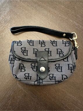 Dooney & Bourke Gray and Black Monogram Wristlet